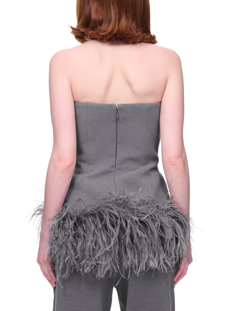 Draco Corset Top (T-152-DRACO-FTH-CHARCOAL)