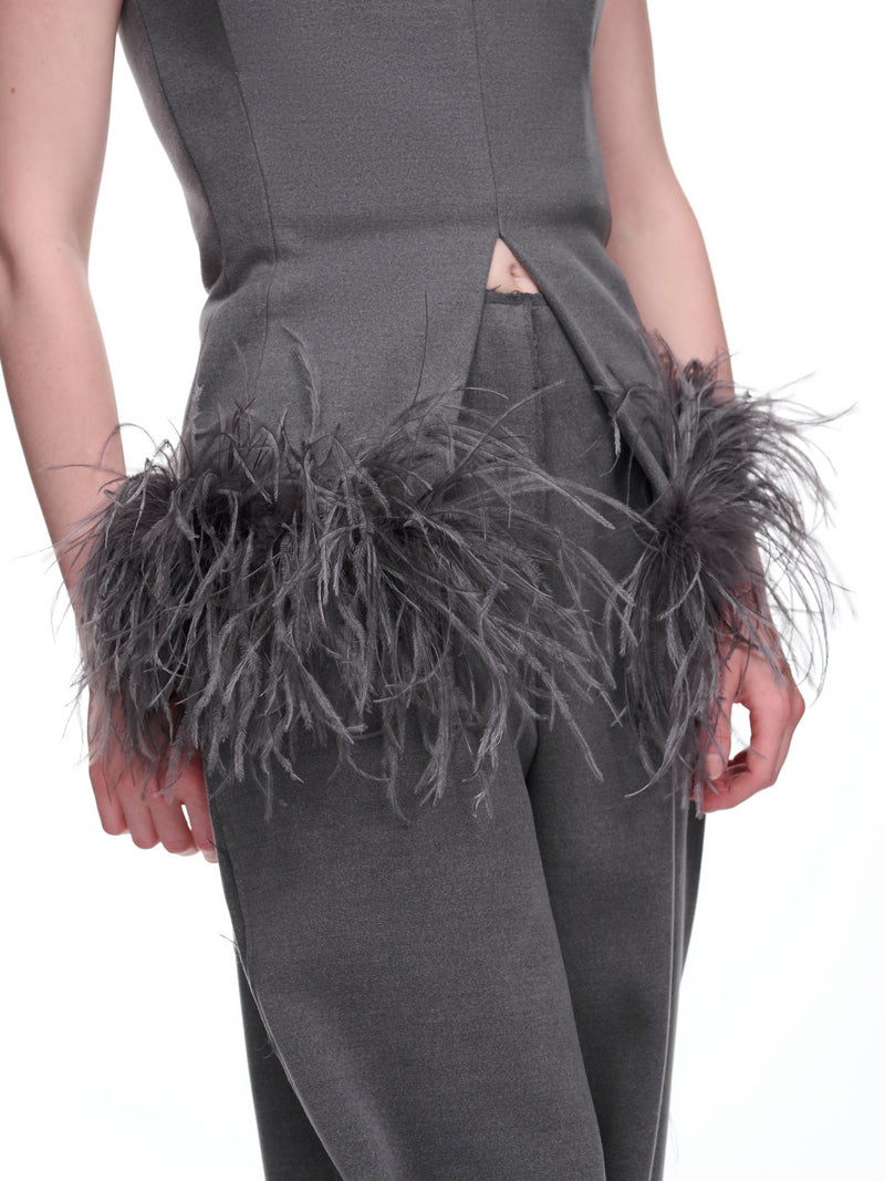 Draco Corset Top (T-152-DRACO-FTH-CHARCOAL)