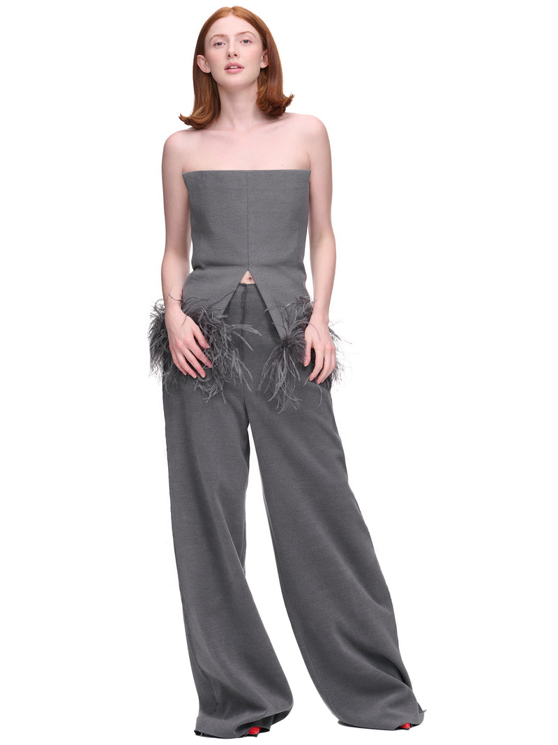 Draco Corset Top (T-152-DRACO-FTH-CHARCOAL)