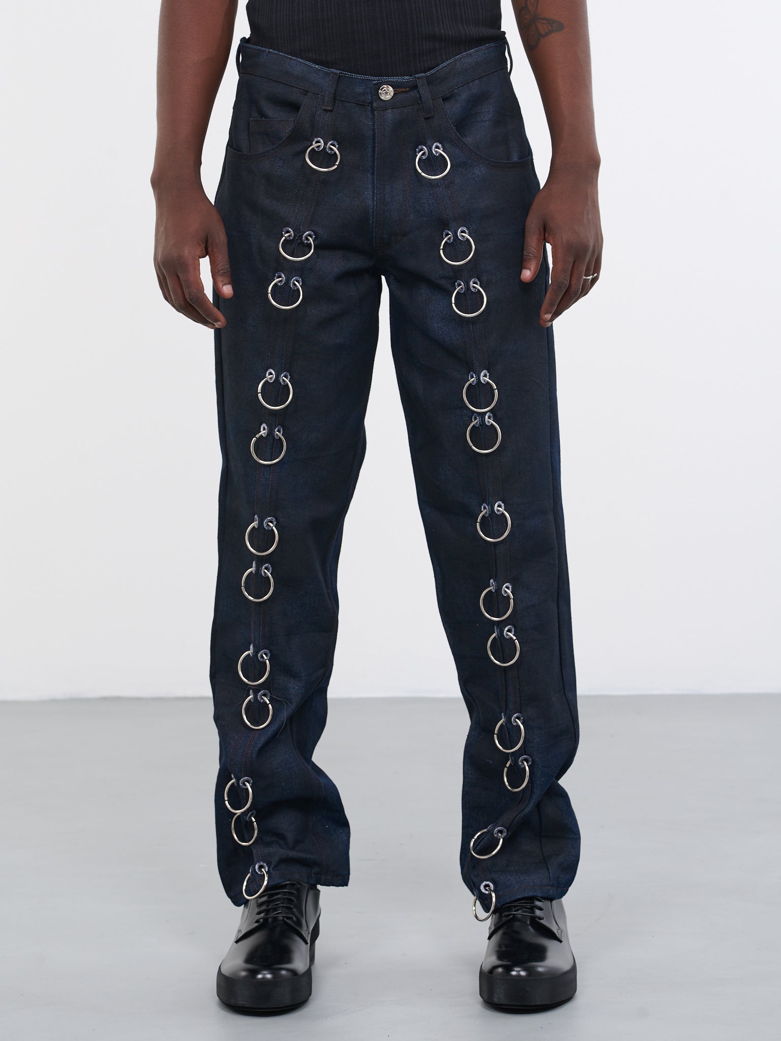 Spray Painted Denim Pants (T01-SPRAYPAINTED-CHAIN-DNM-BLA