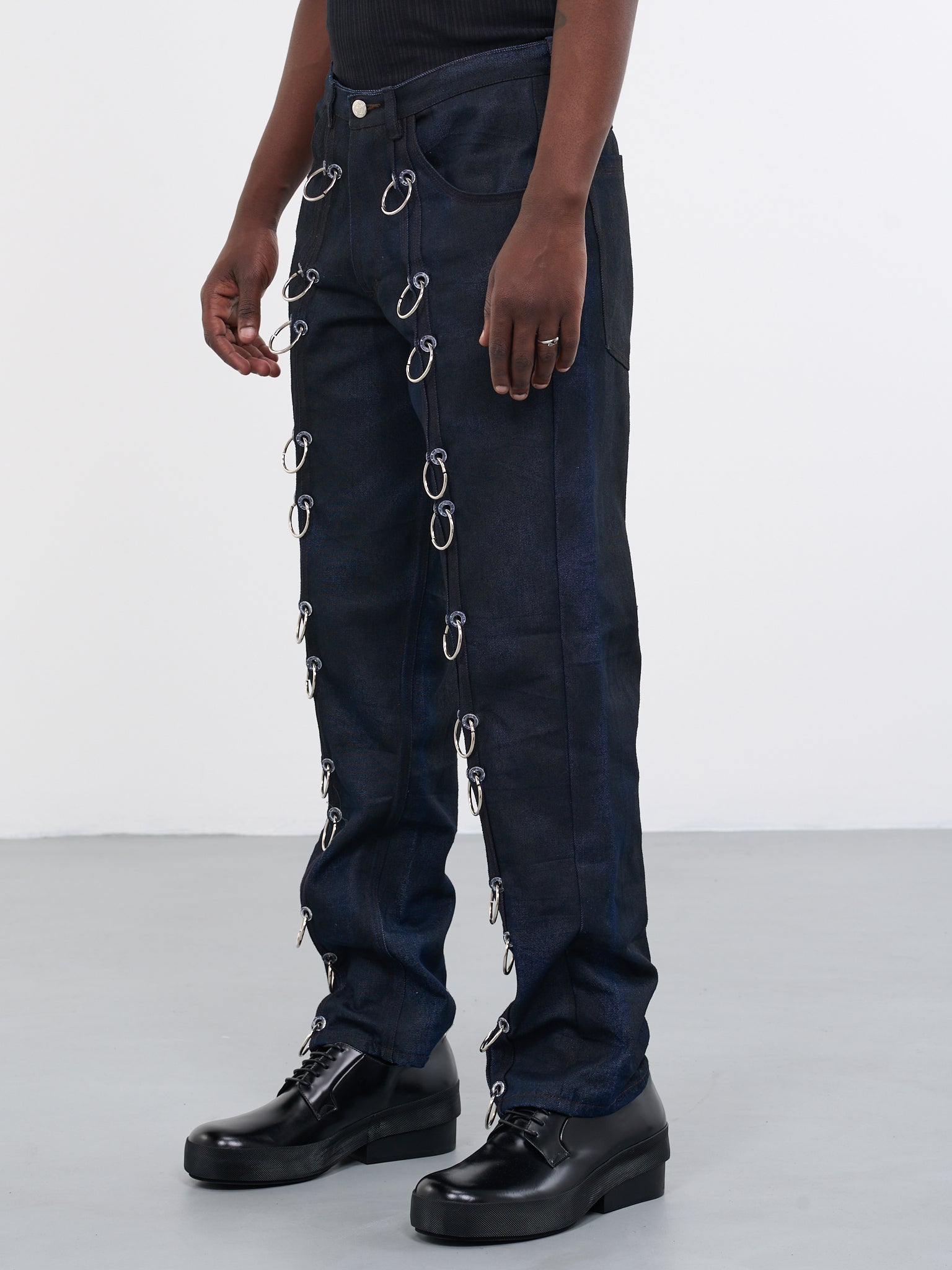 Spray Painted Denim Pants (T01-SPRAYPAINTED-CHAIN-DNM-BLA