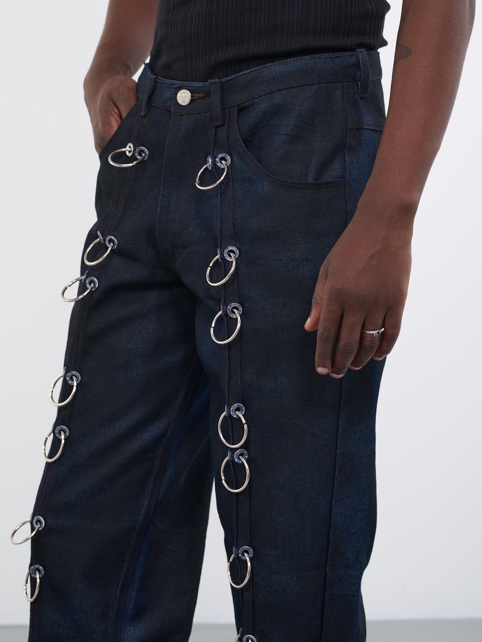 Spray Painted Denim Pants (T01-SPRAYPAINTED-CHAIN-DNM-BLA