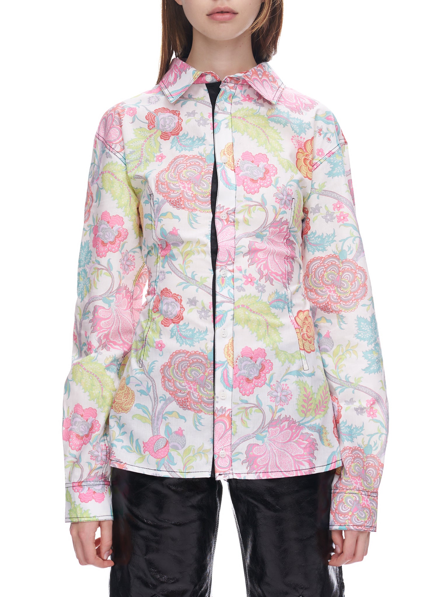 Floral Reversed Corset Shirt (T307WU-WOTCO0001-10-MULTI)