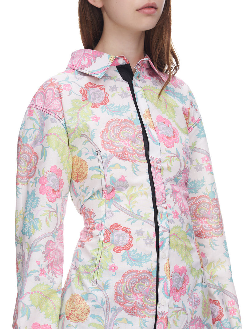 Floral Reversed Corset Shirt (T307WU-WOTCO0001-10-MULTI)