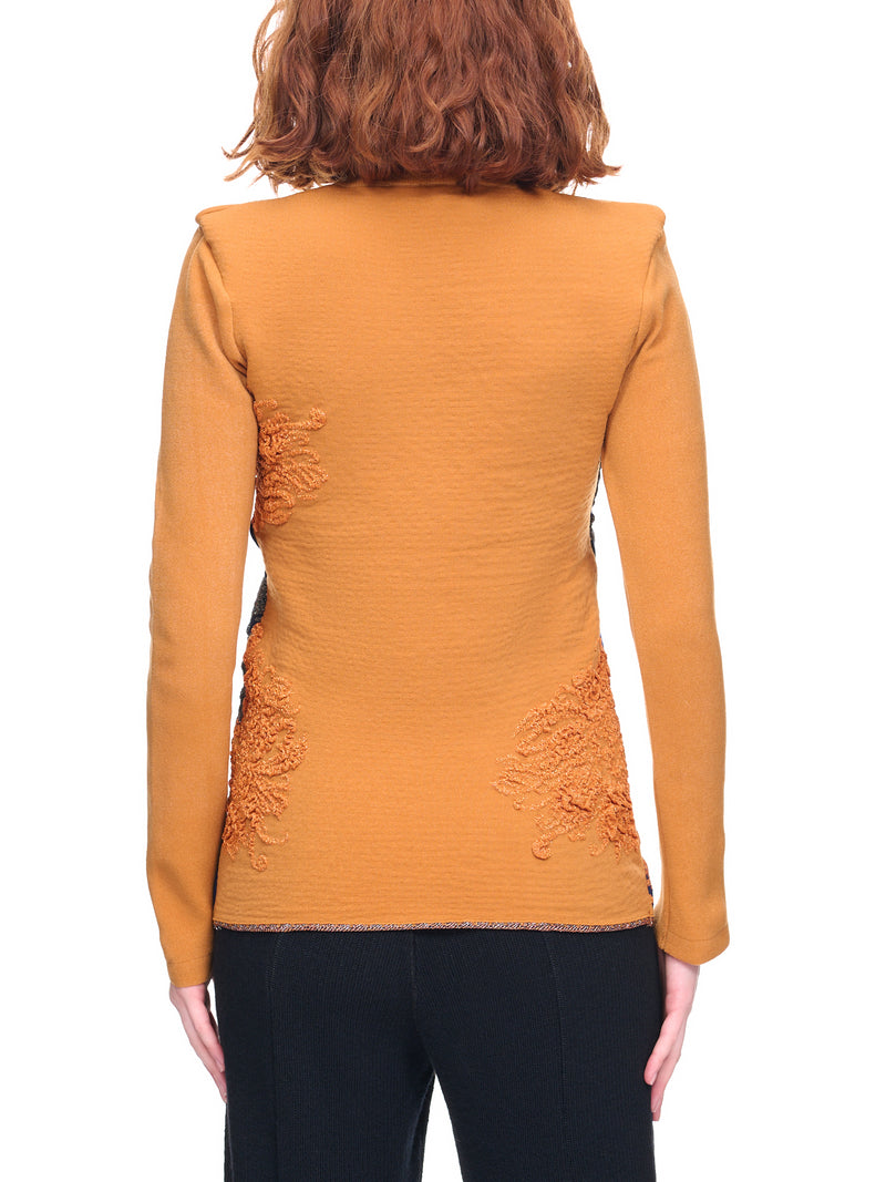 Lame Jacquard Knit Top (TA22-XN001-E-MUSTARD)