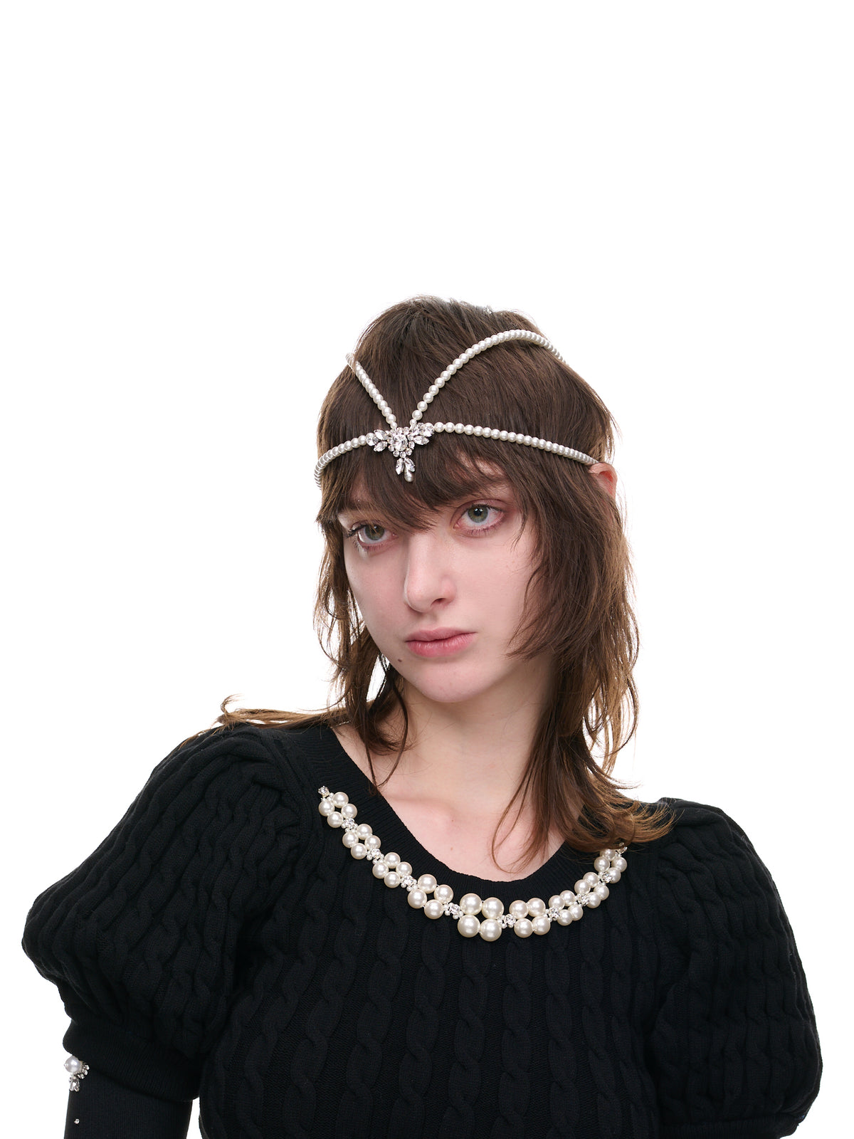 Crystal & Pearl Flower Drop Tiara (TIARA1-0906-CRYSTAL-PEARL)