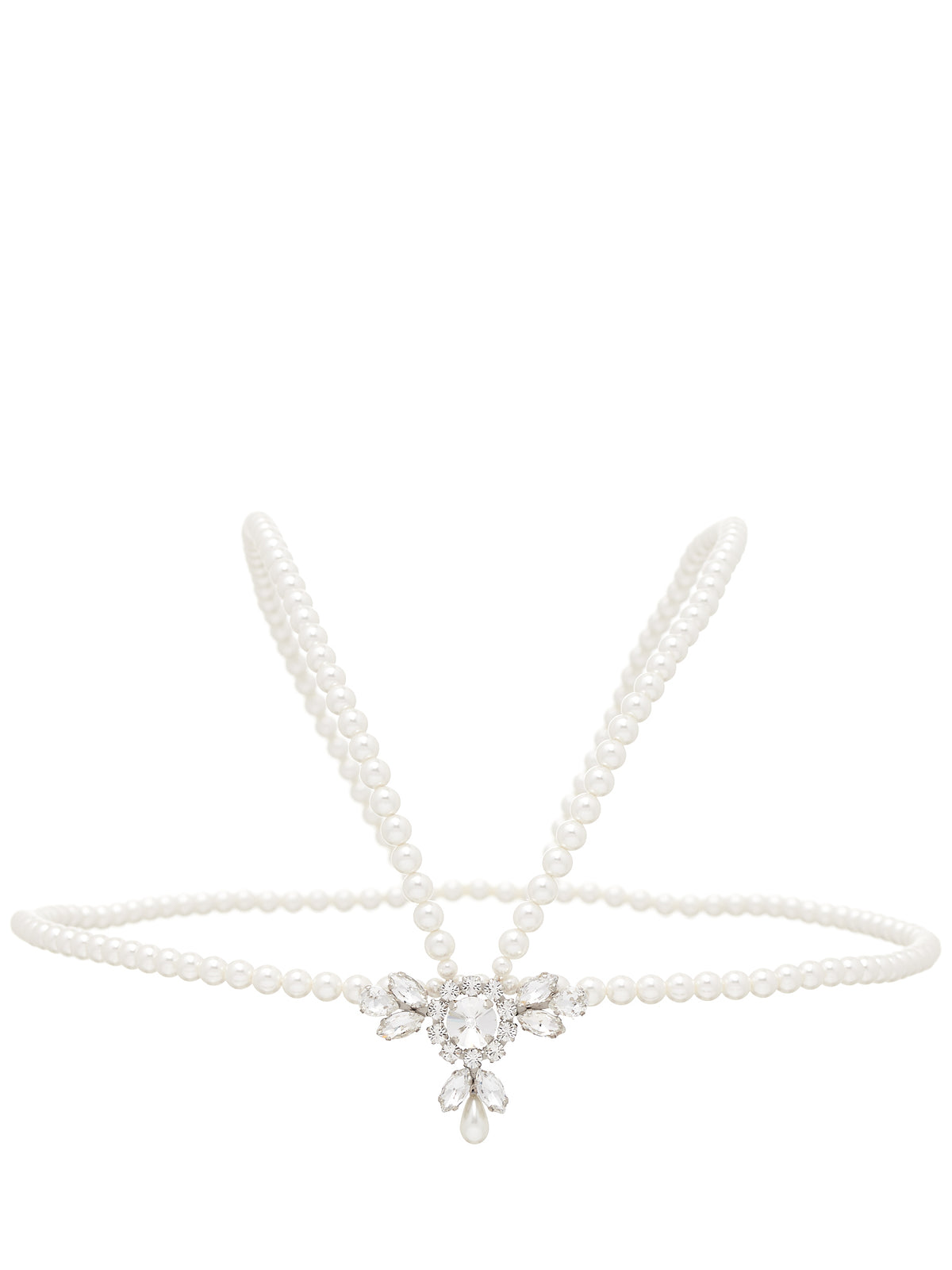 Crystal & Pearl Flower Drop Tiara (TIARA1-0906-CRYSTAL-PEARL)