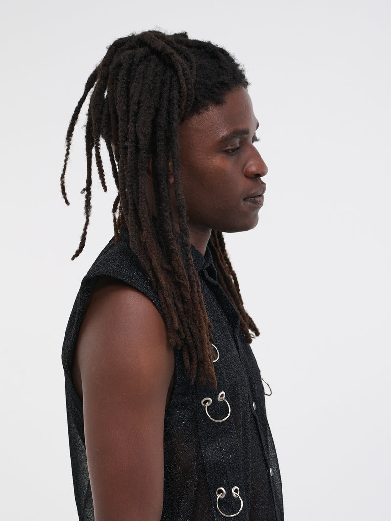 Sparkle Silk Velour Vest (TJMSS23S09-BLACK)