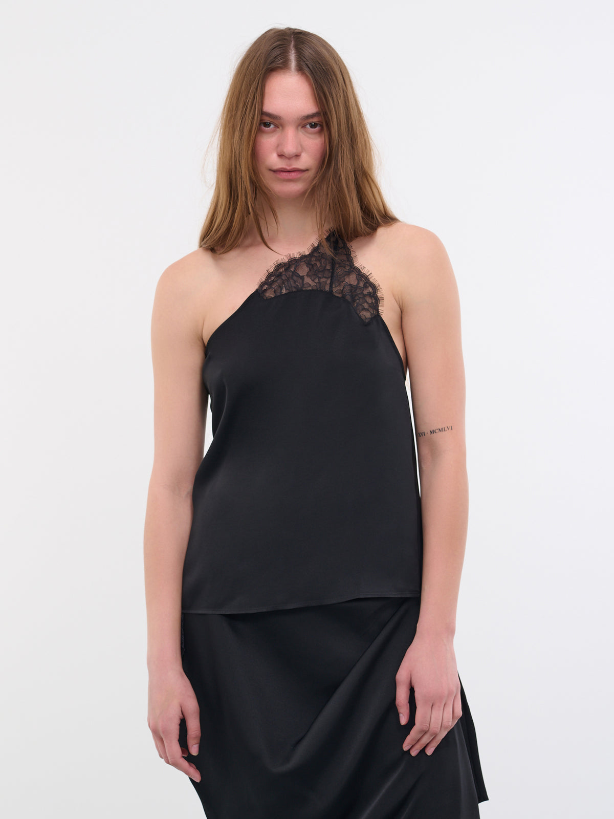 One Shoulder Lace Camisole (TP0253-PG1275-999-BLACK)