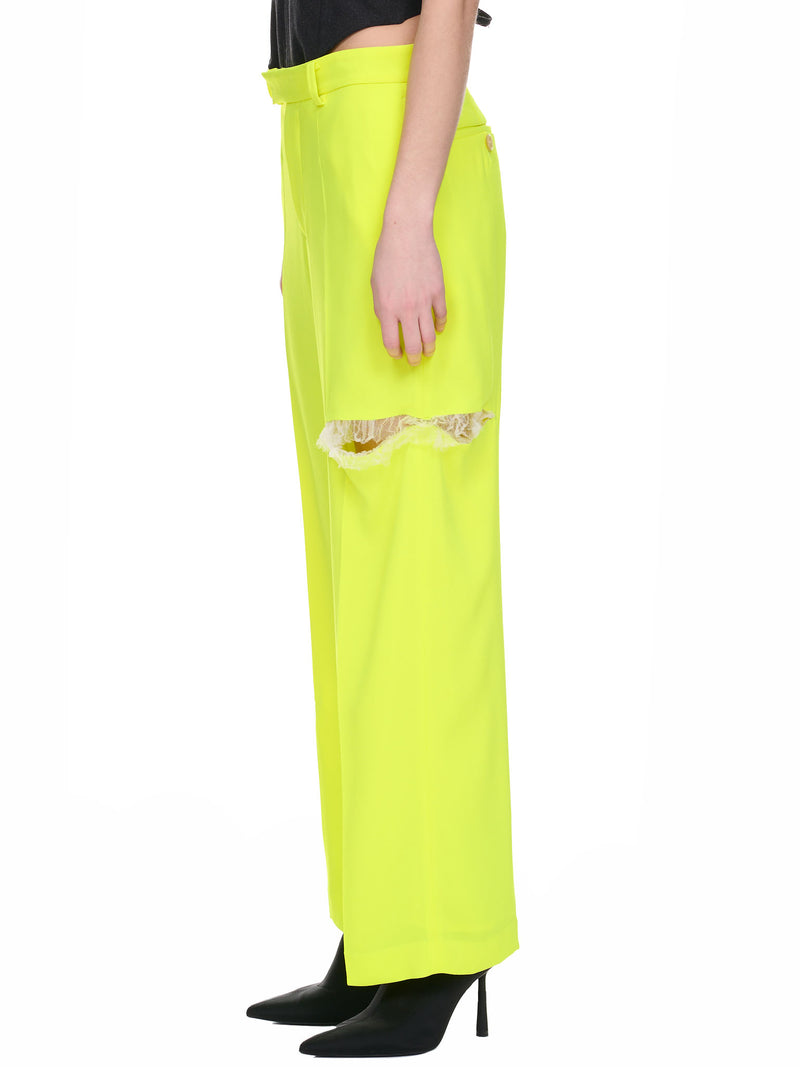 Yellow Deconstructed Slashed Tulle Trousers (UC1C1511-YELLOW)