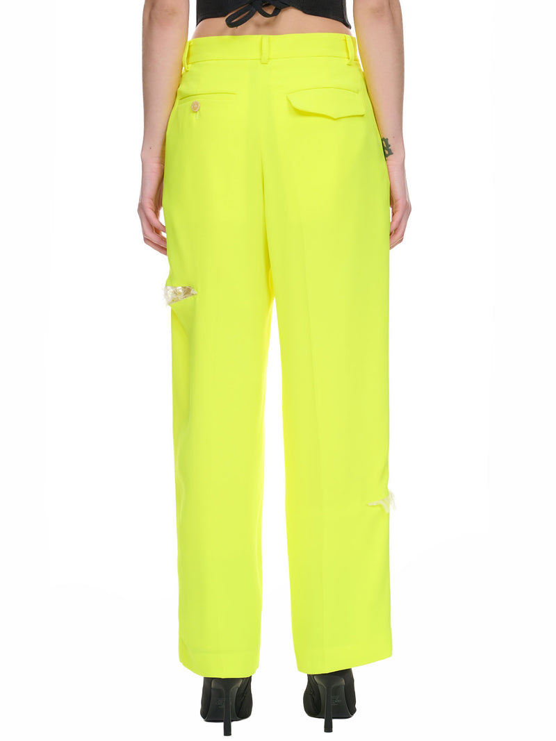 Yellow Deconstructed Slashed Tulle Trousers (UC1C1511-YELLOW)