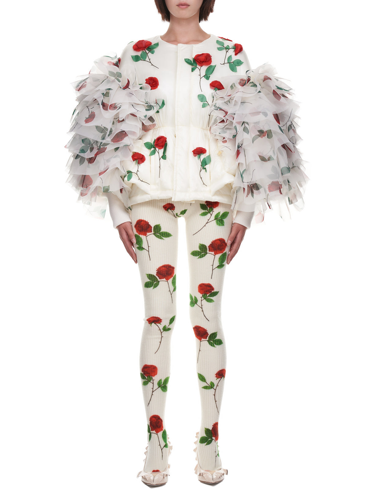 Tulle Rose Puffer Blouson (UC2A1212-1-WHITE-BASE)
