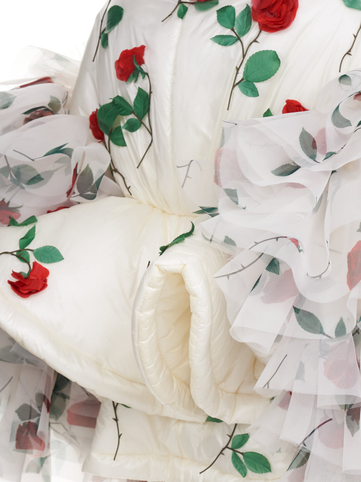 Tulle Rose Puffer Blouson (UC2A1212-1-WHITE-BASE)