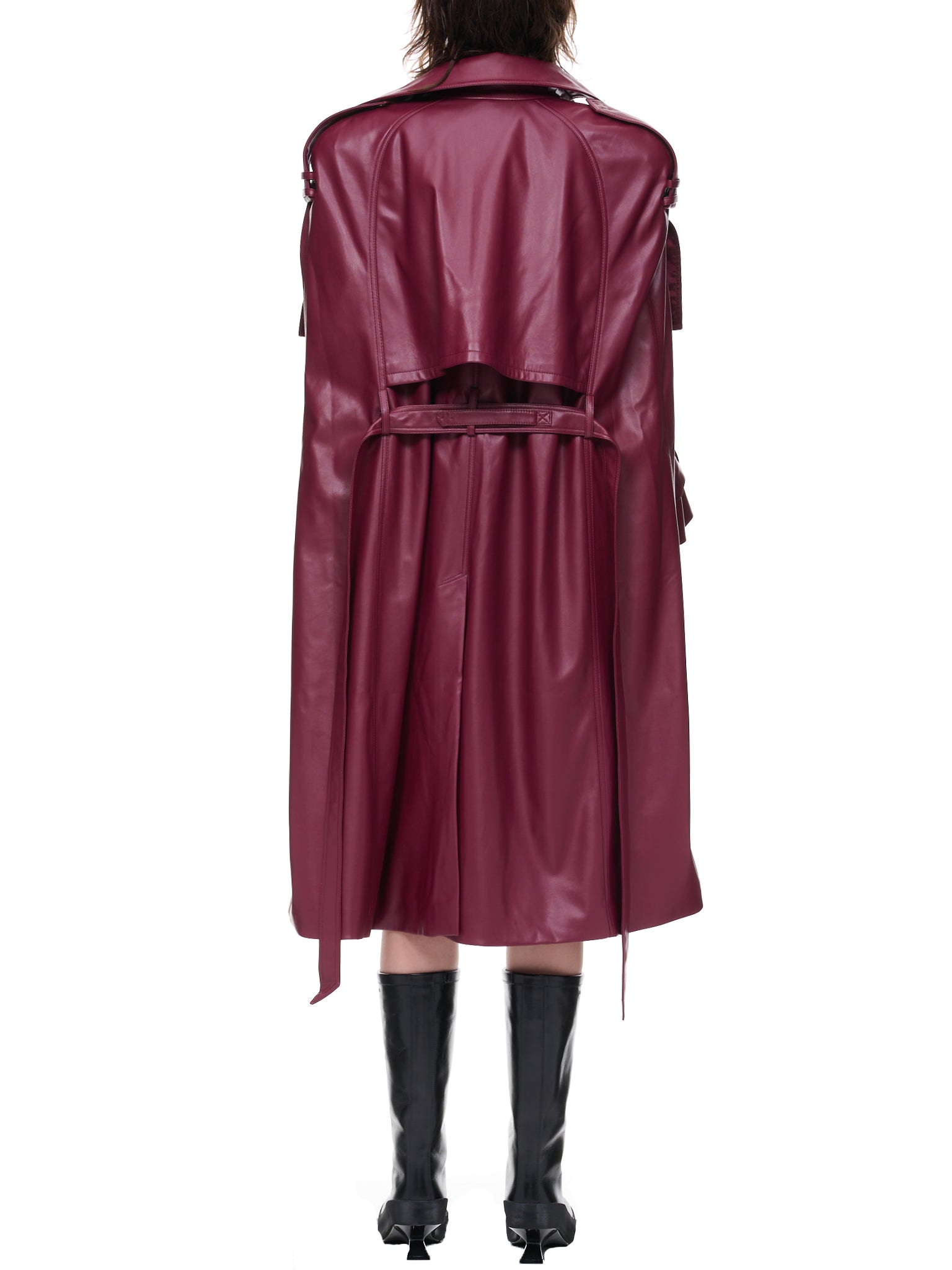Vegan Leather Coat (UN-COA-BURG-1-BURGUNDY)