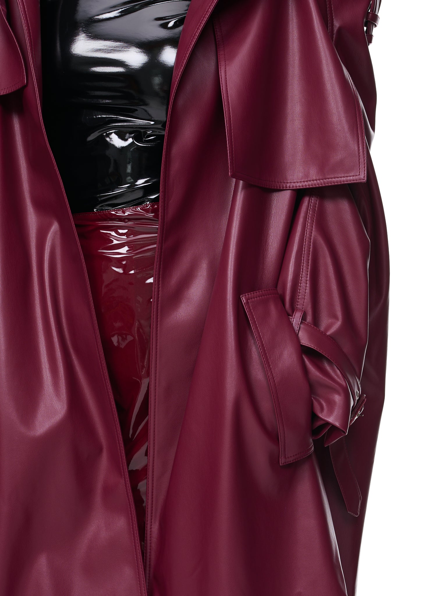 Vegan Leather Coat (UN-COA-BURG-1-BURGUNDY)