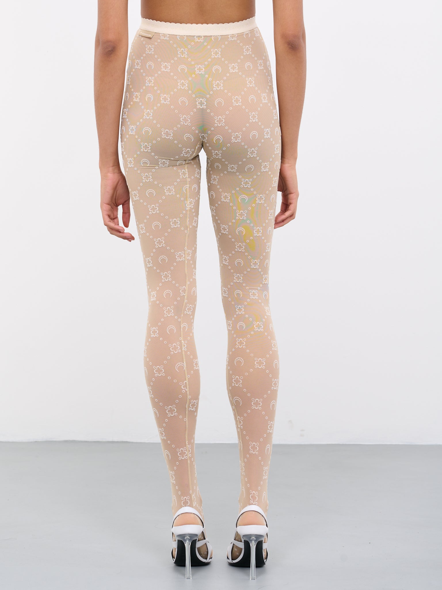 Moonogram Mesh Tights (UW034W-JERPA061-WHITE-ON-BEIGE)