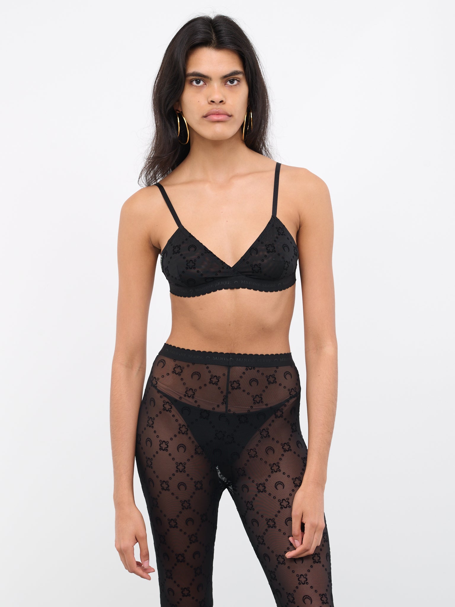 Moonogram Mesh Bra (UW044W-JERPA061-BLACK-ON-BLACK)