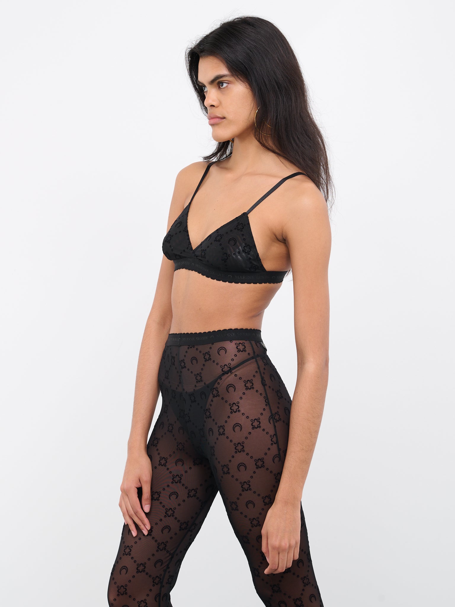 Moonogram Mesh Bra (UW044W-JERPA061-BLACK-ON-BLACK)