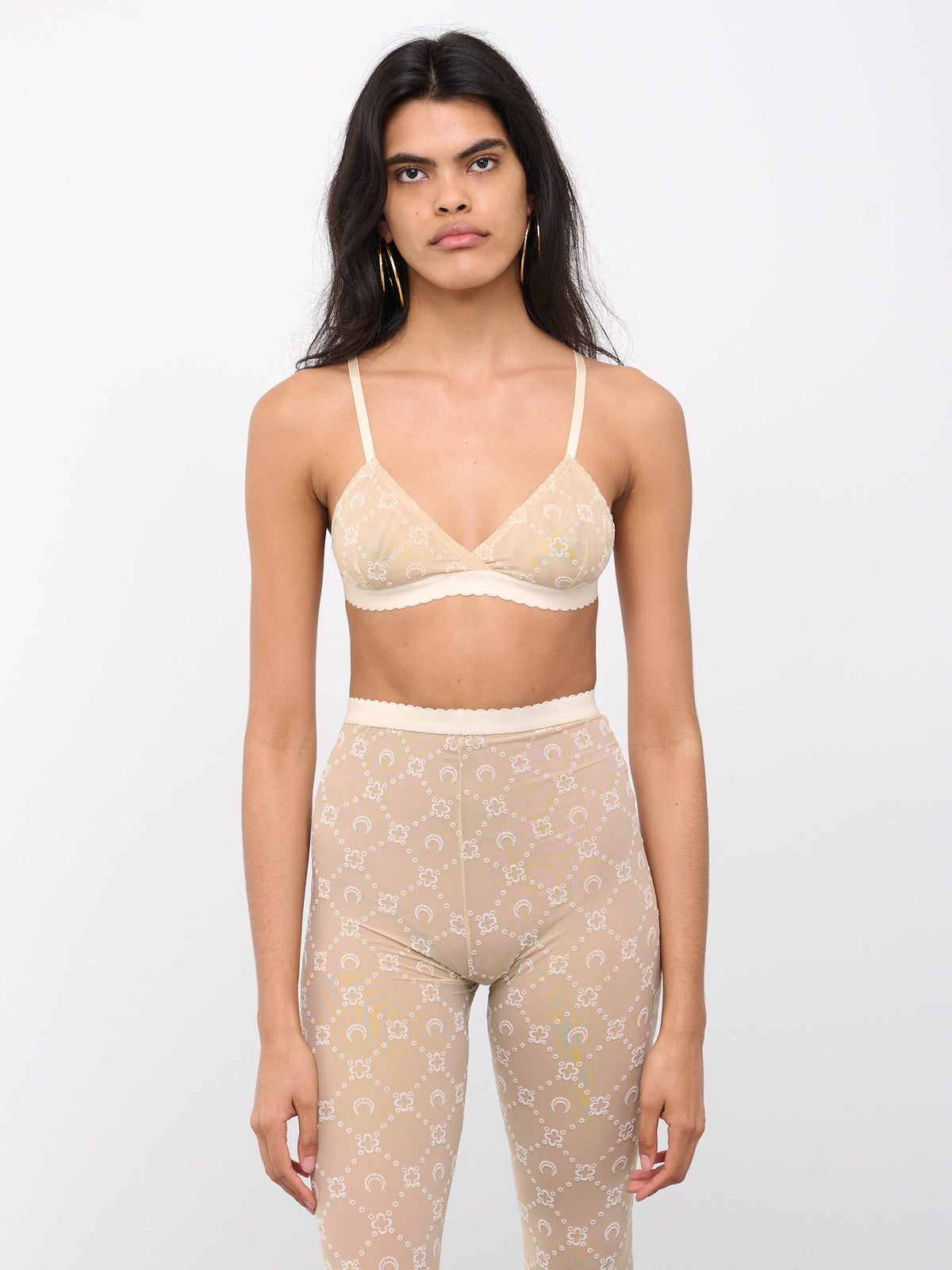 Moonogram Mesh Bra (UW044W-JERPA061-WHITE-ON-BEIGE)