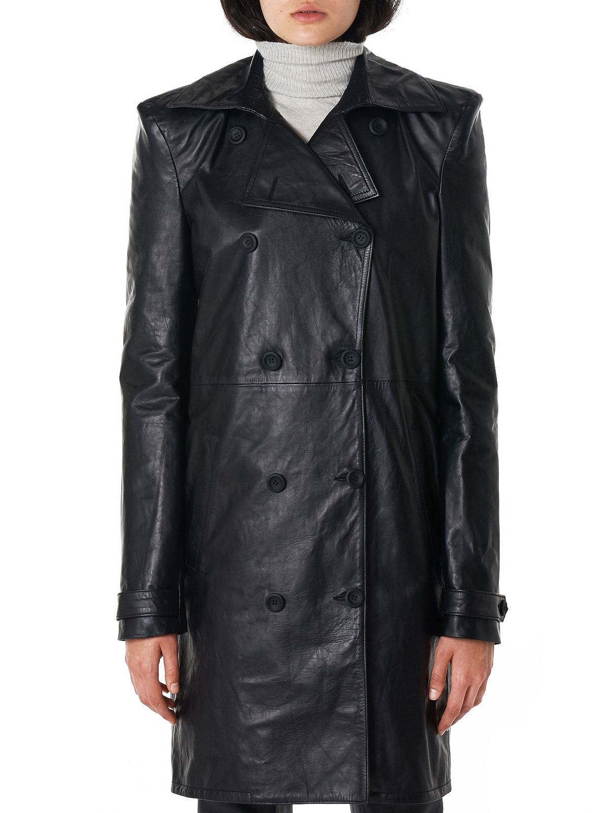 Unravel Leather Coat - Hlorenzo Front