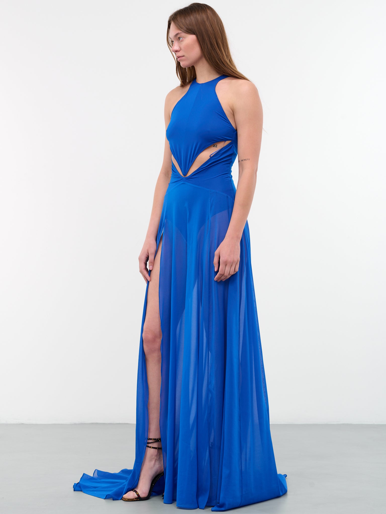 Alessandro Vigilante | H.Lorenzo|Fluid Maxi Dress (VEWW50001C-421-MEDIUM-BLUE) Alessandro Vigilante | H.Lorenzo|Fluid Maxi Dress (VEWW50001C-421-MEDIUM-BLUE)