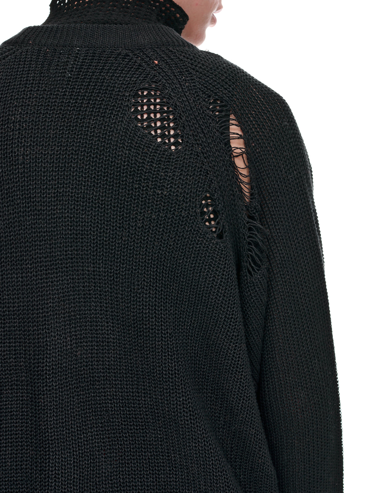 Distressed Zip Cardigan (VK31-309-BLACK)