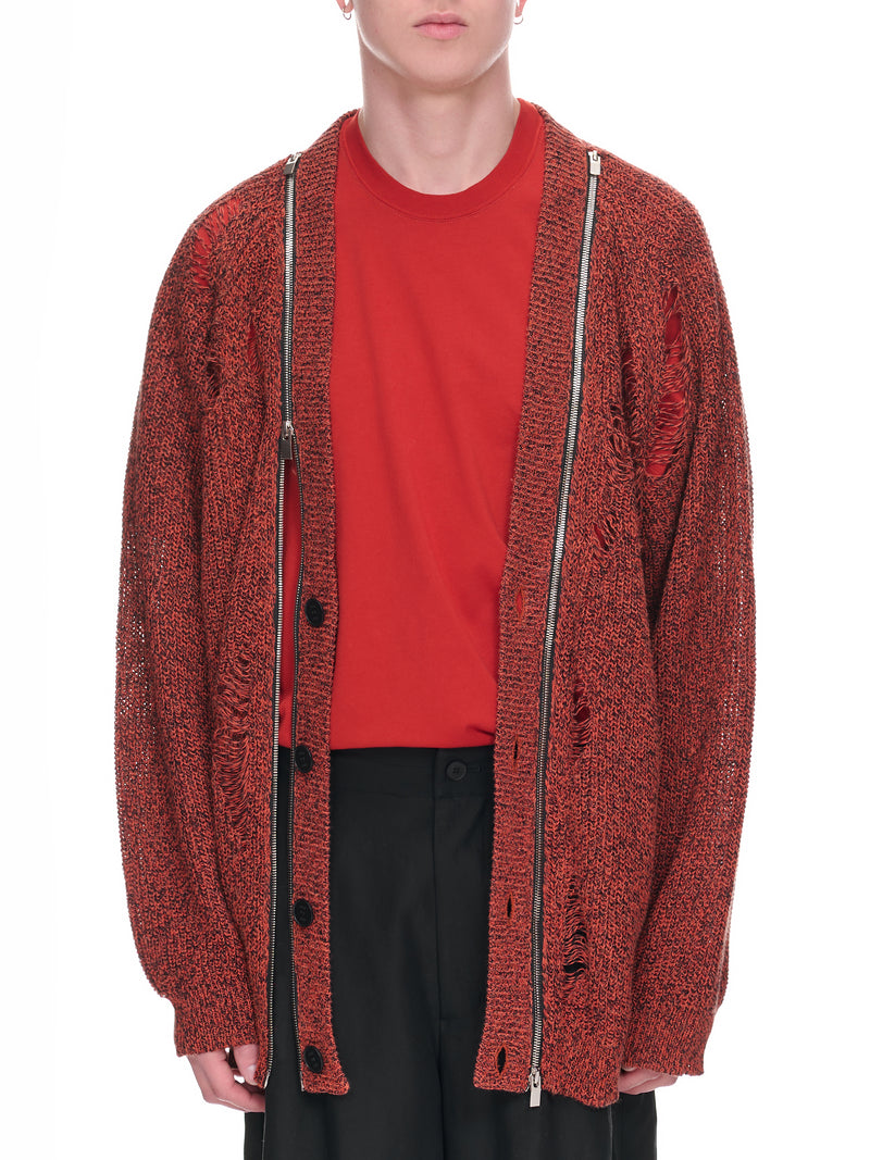 Distressed Zip Cardigan (VK31-309-ORANGE)