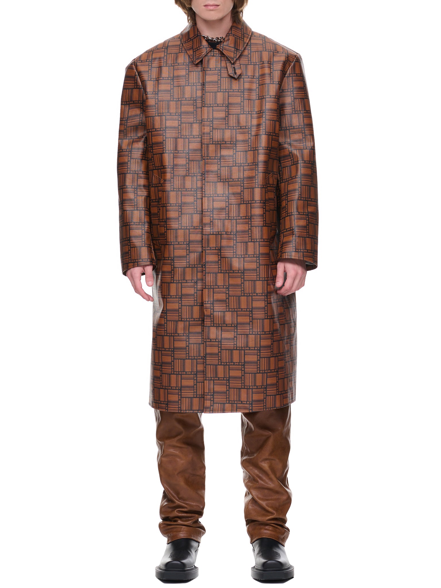 Barcode Monogram Coat (VL14CO260X-BLACK-BROWN)