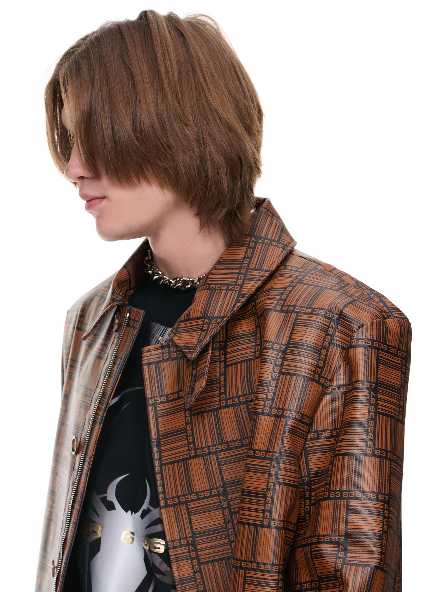 Barcode Monogram Coat (VL14CO260X-BLACK-BROWN)