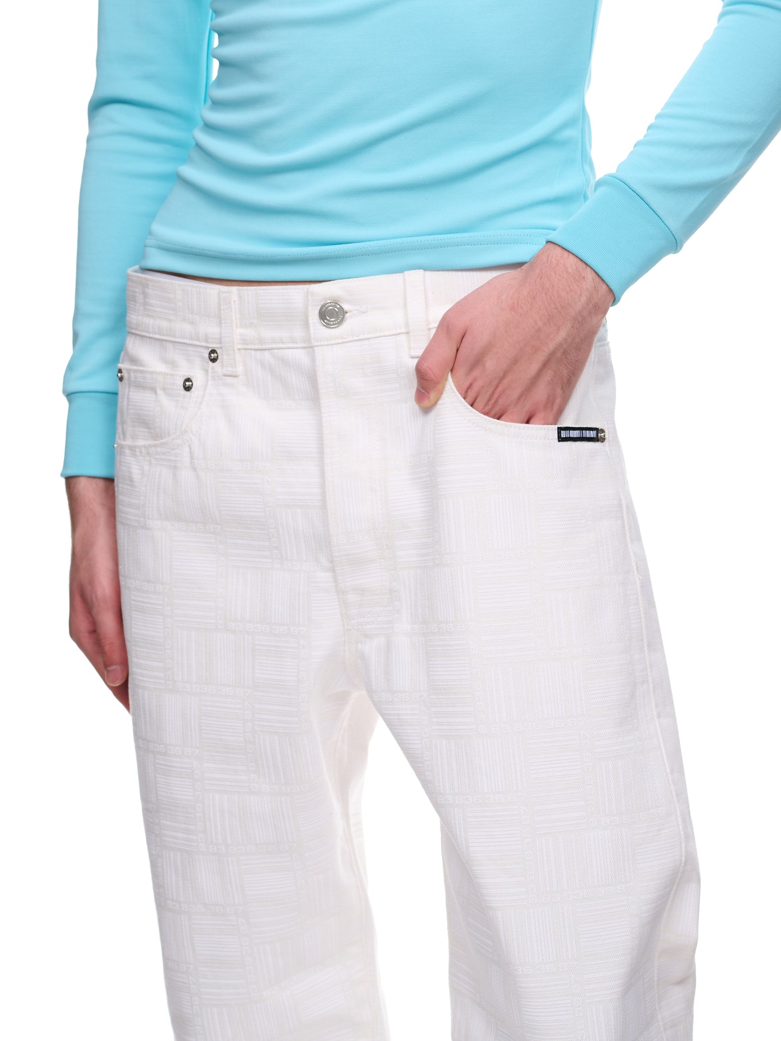 Barcode Monogram Jeans (VL14PA300W-WHITE)