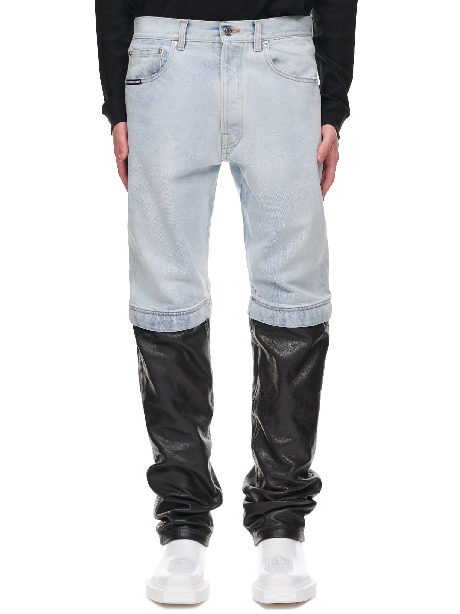 Leather Denim Convertible Pants (VL14PA380B-BLACK)