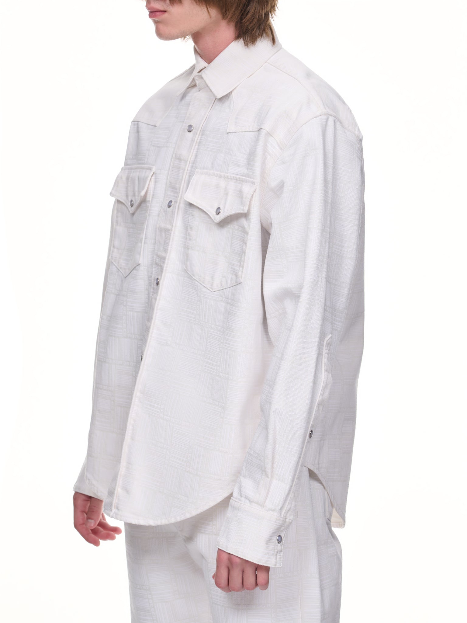 VTMNTS | H.Lorenzo|Barcode Monogram Denim Shirt (VL14SH550W-WHITE), M / White