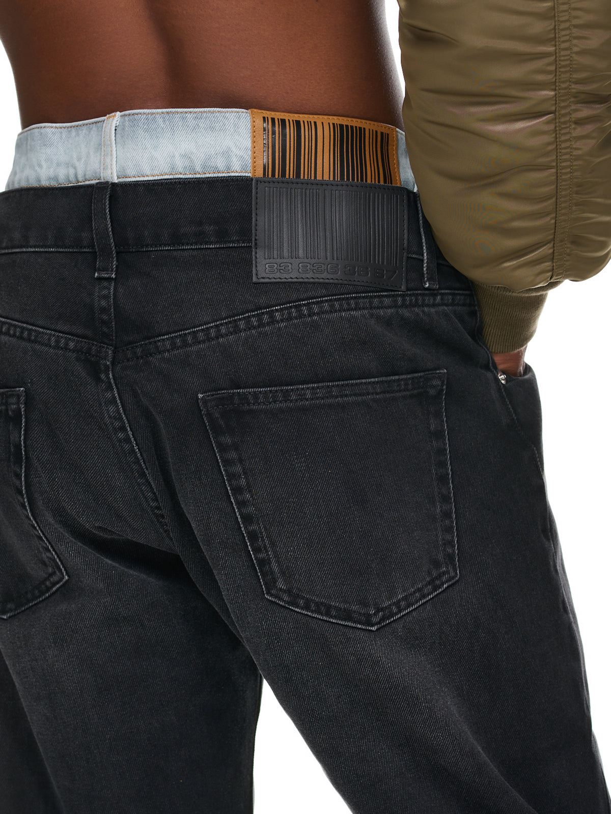 Double Waist Denim Pants (VL16PA400B-BLACK-LIGHT-BLUE)