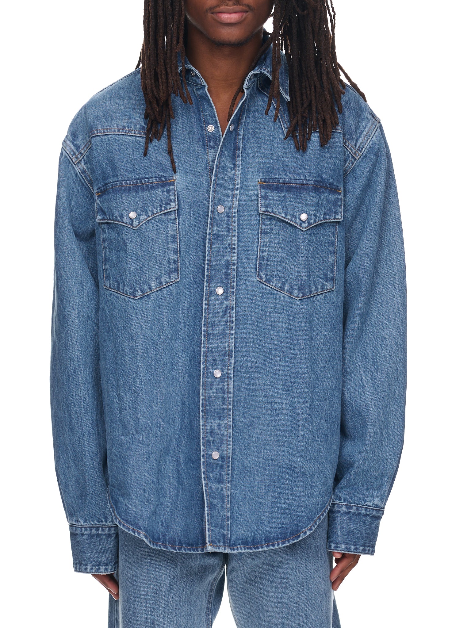 Maison Margiela chest-pocket denim shirt - Blue