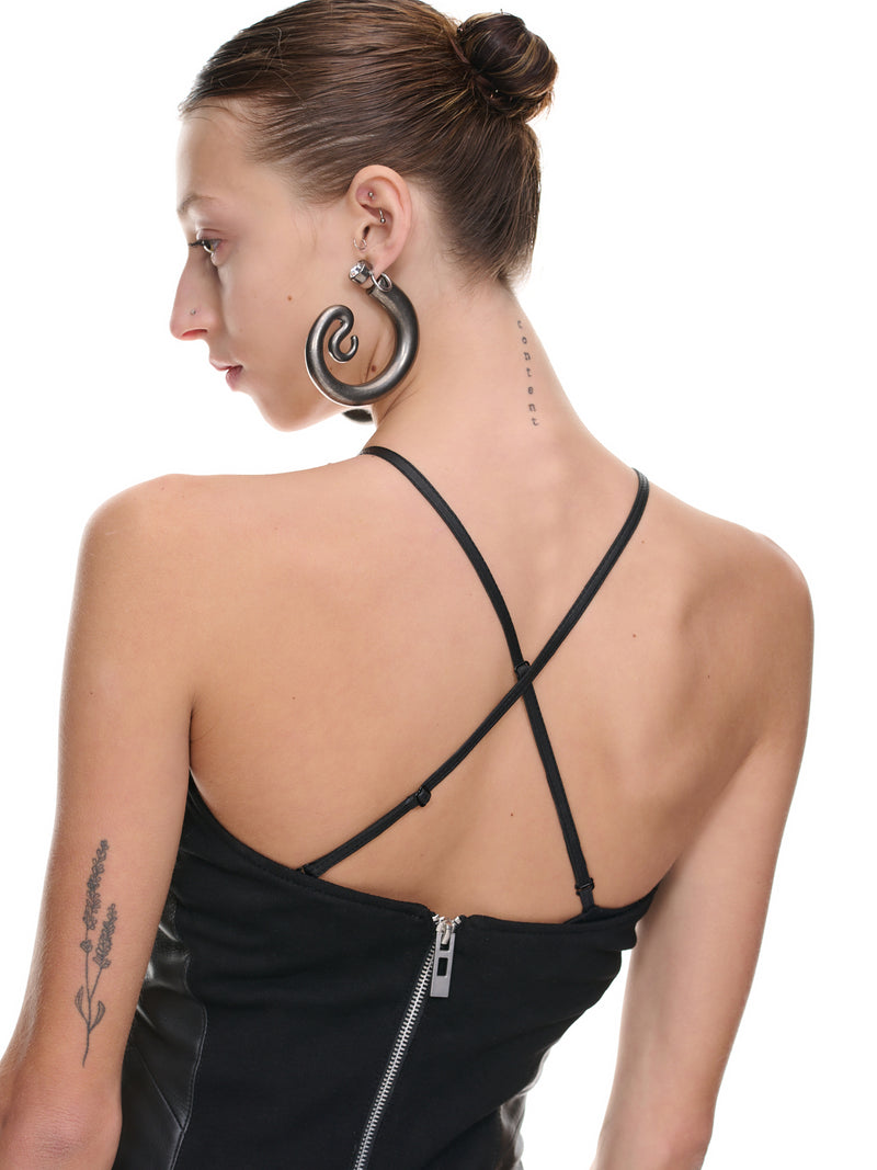 Cut-Out Leather Bodysuit (W-132807-BLACK)