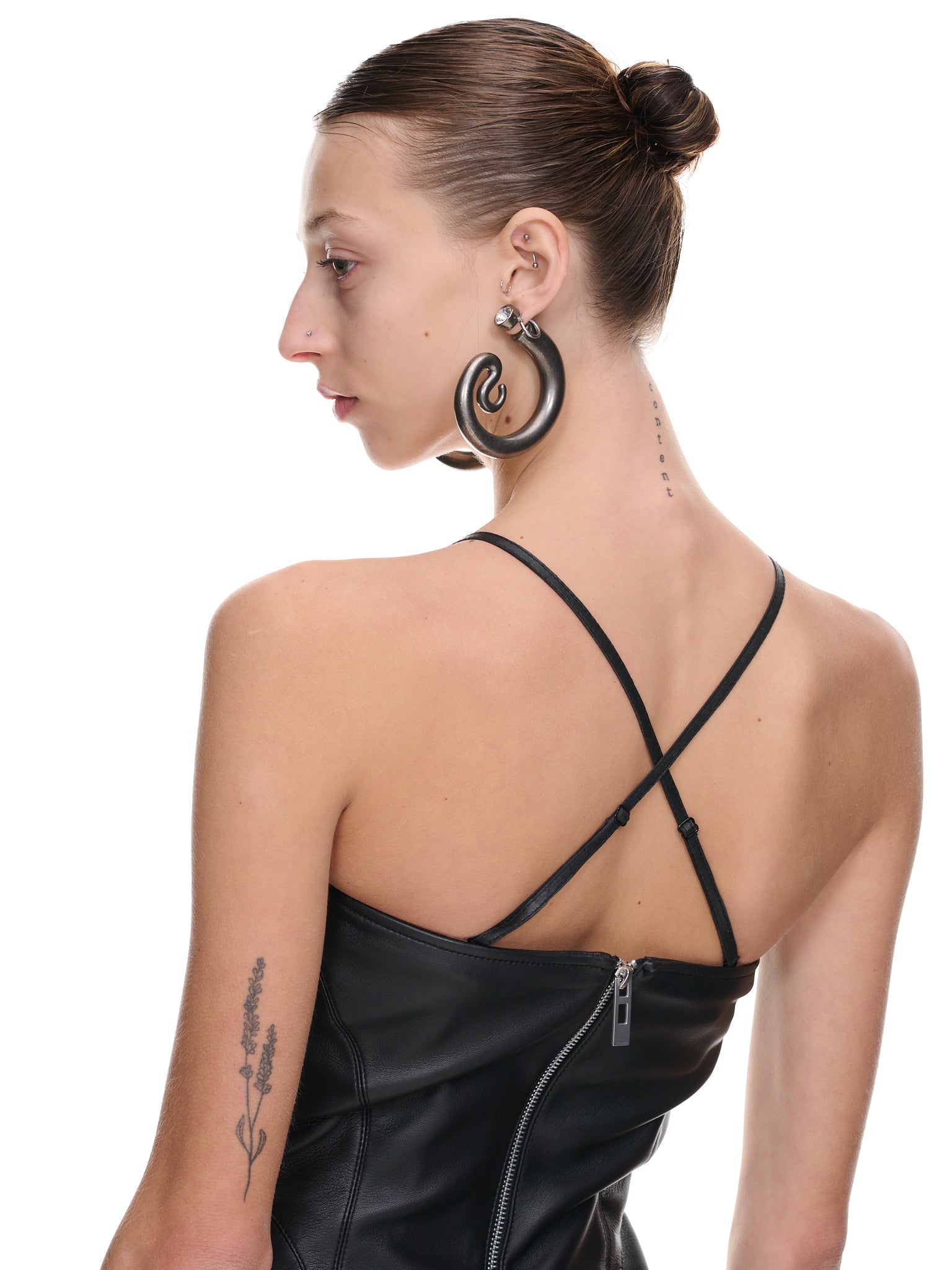 Cut-Out Leather Mini Dress (W-132808-BLACK)