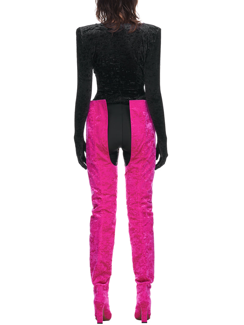 Velvet Boomerang Cuissardes Boots (WA53HE500P-PINK)