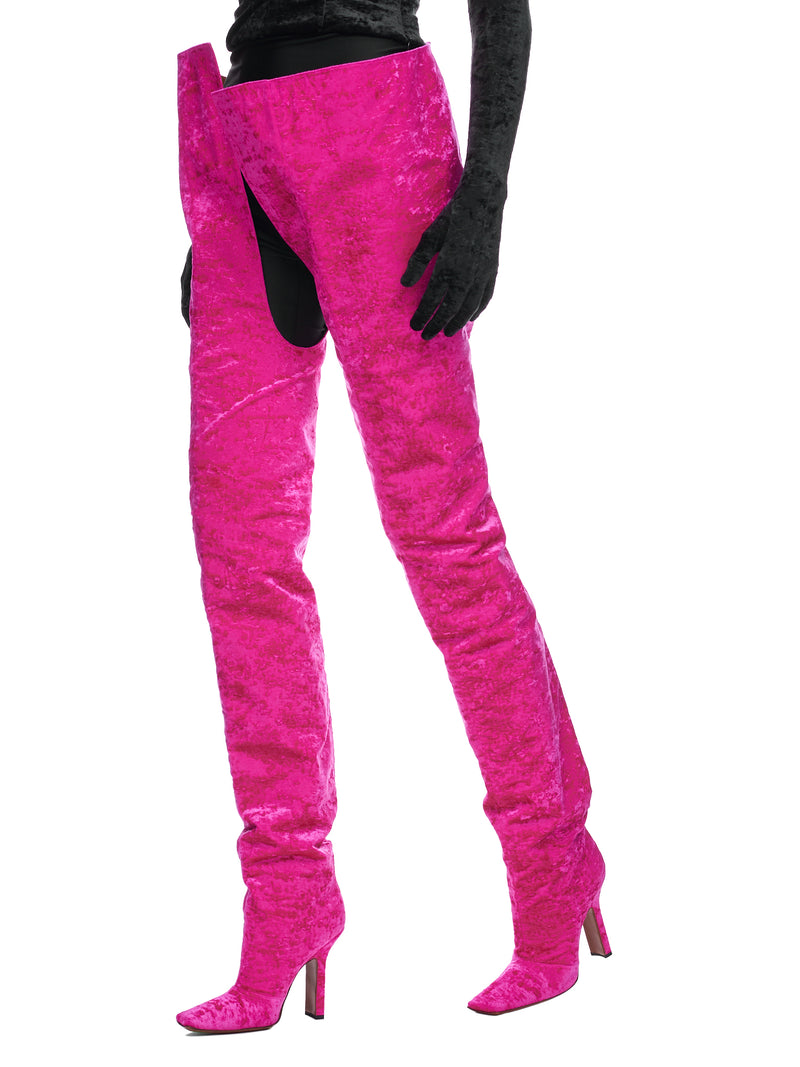 Velvet Boomerang Cuissardes Boots (WA53HE500P-PINK)