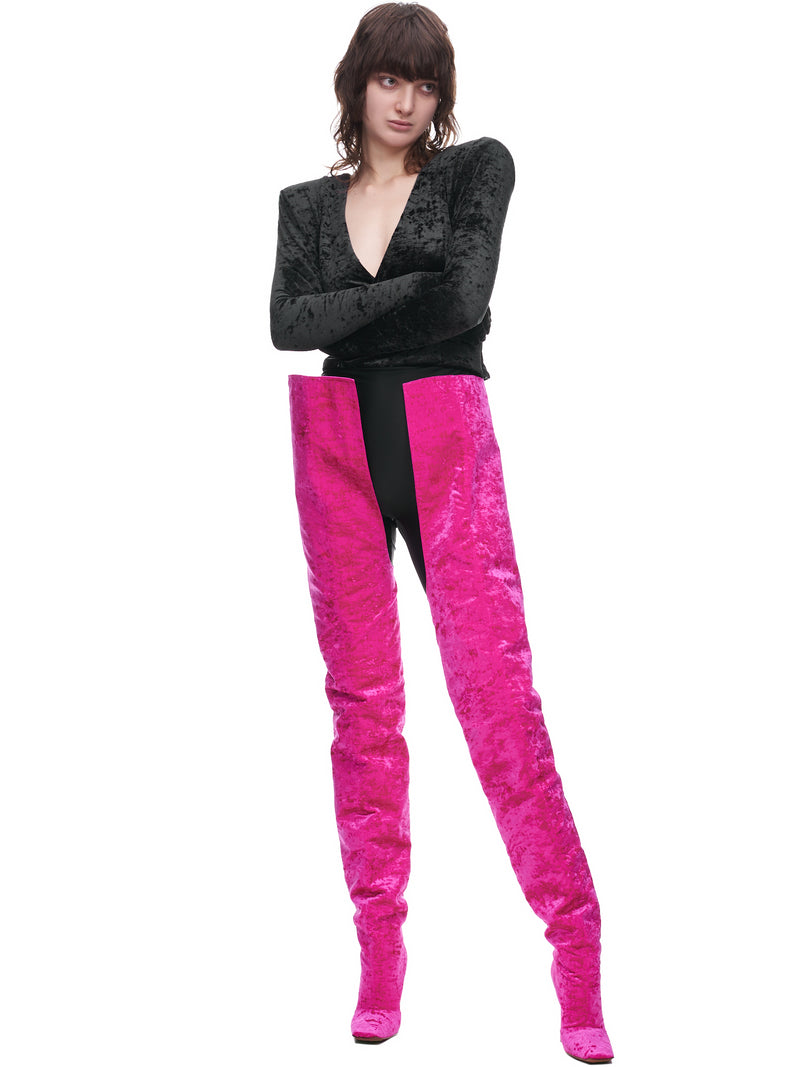Velvet Boomerang Cuissardes Boots (WA53HE500P-PINK)