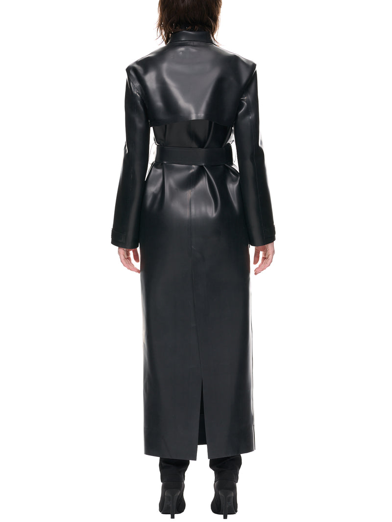 Black Latex Maxi Trench (WC056LX-LA-BLACK)