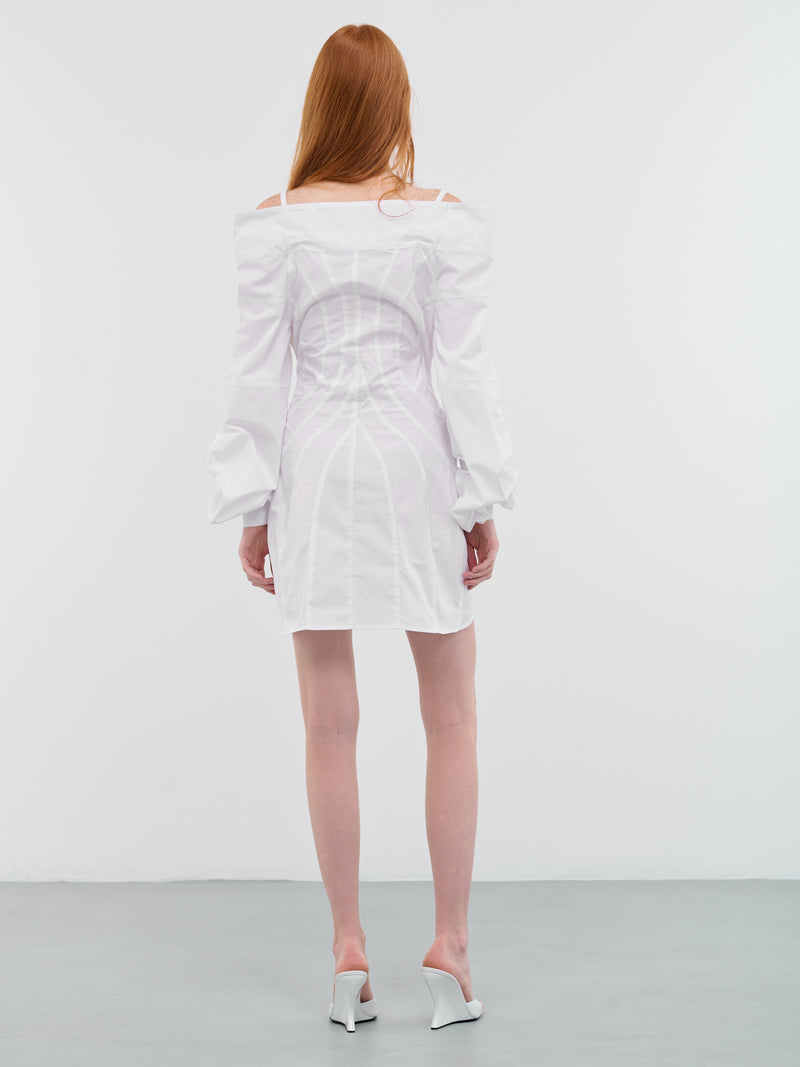 Off-Shoulder Shirt Dress (WEI04O005-WHITE)