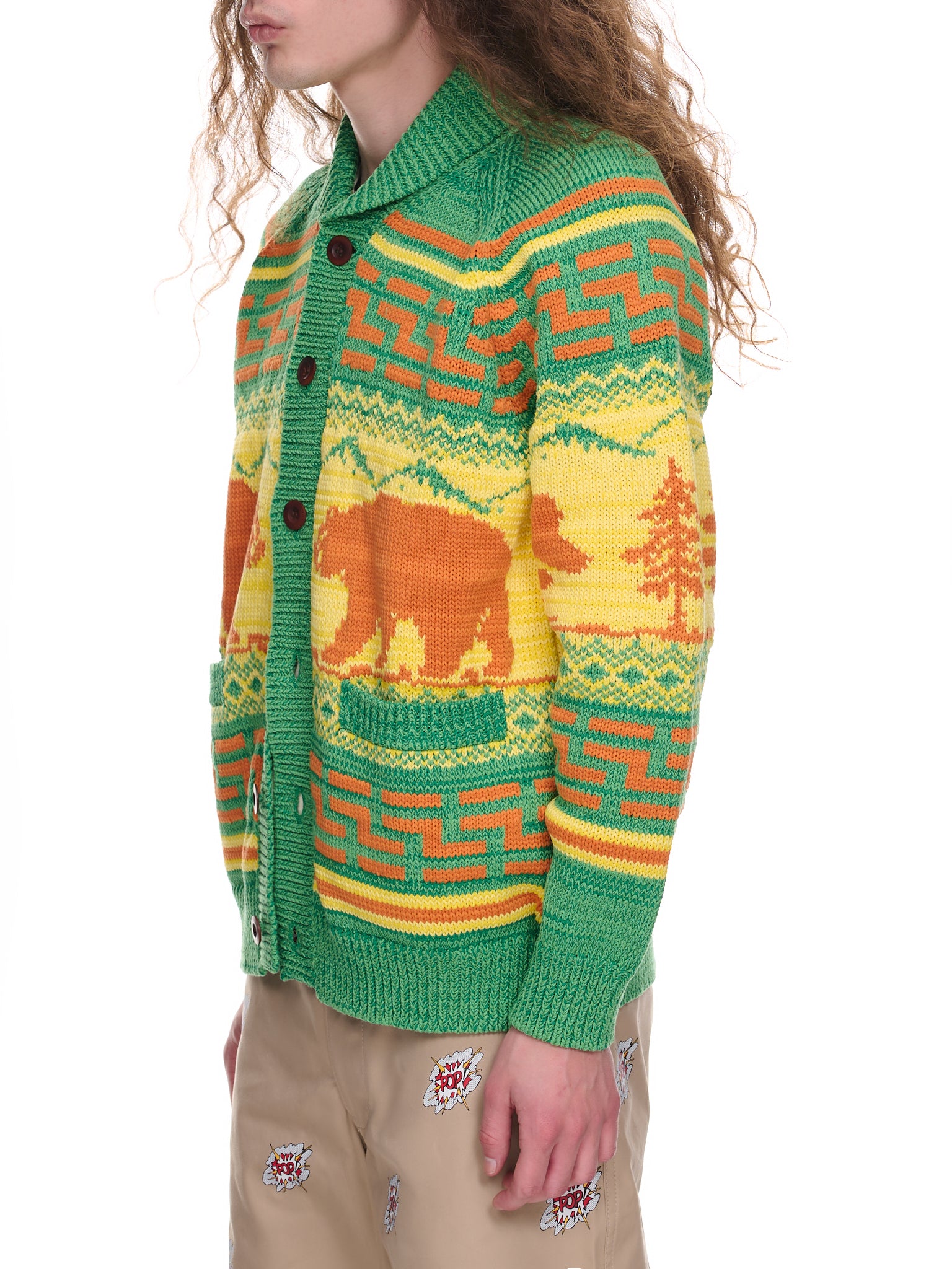 Tribal Knit Sweater (WK-N003-051-GREEN-YELLOW-ORANG)