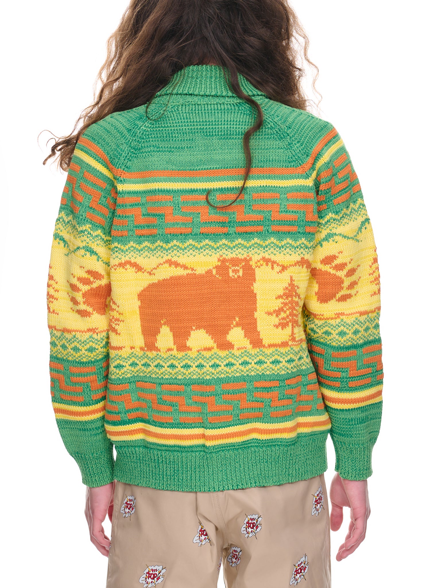 Tribal Knit Sweater (WK-N003-051-GREEN-YELLOW-ORANG)