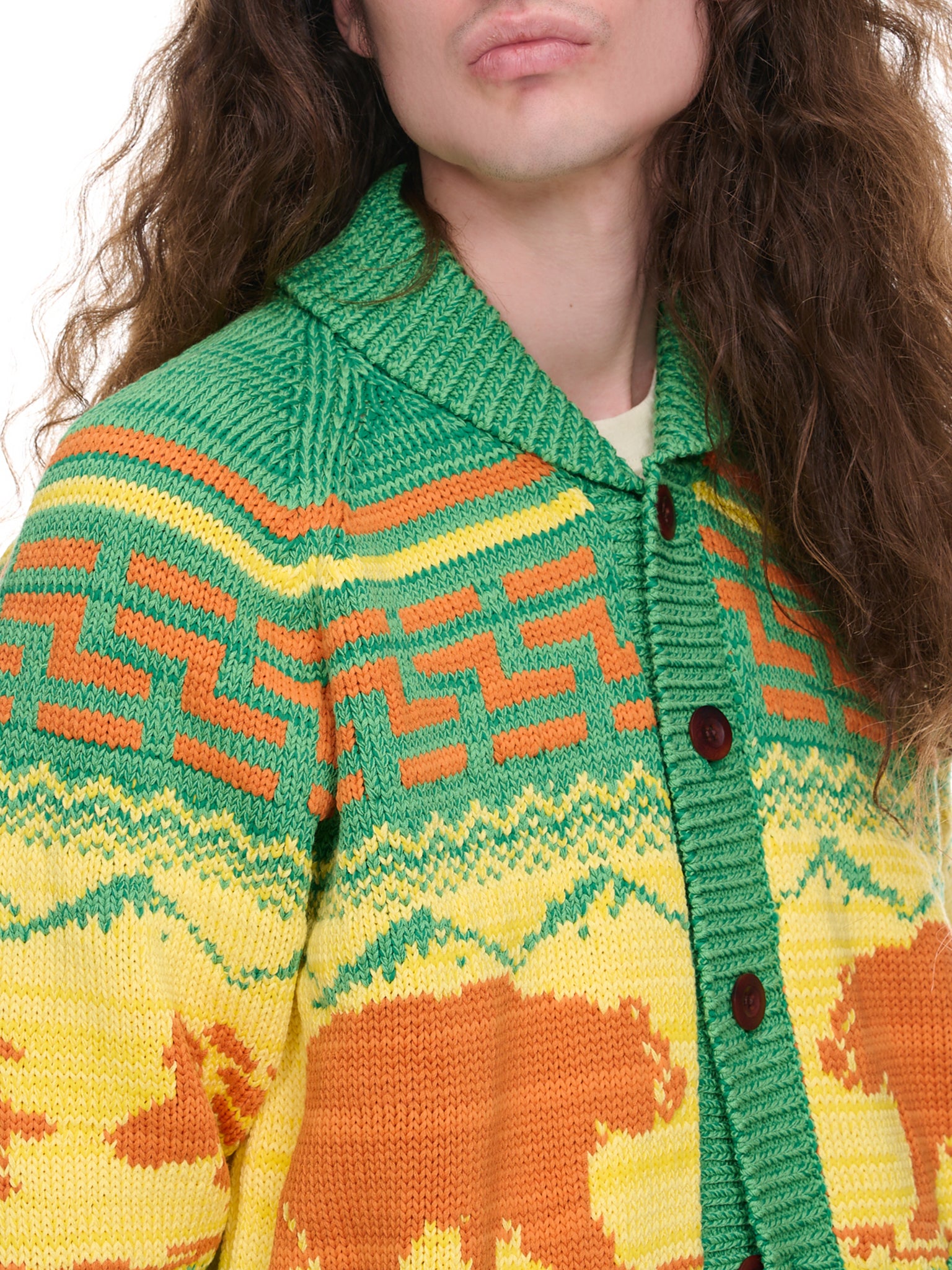 Tribal Knit Sweater (WK-N003-051-GREEN-YELLOW-ORANG)