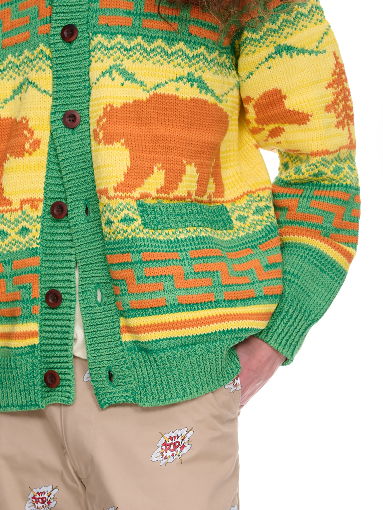 Tribal Knit Sweater (WK-N003-051-GREEN-YELLOW-ORANG)