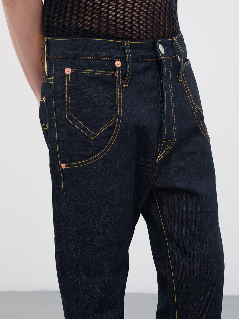 Basquiat Levi's Jeans (WK-P208-051-INDIGO-WHITE-BROWN)