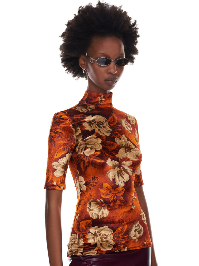 Mock Top (WT080W-PSV-CRIMSON-FLOWERS)