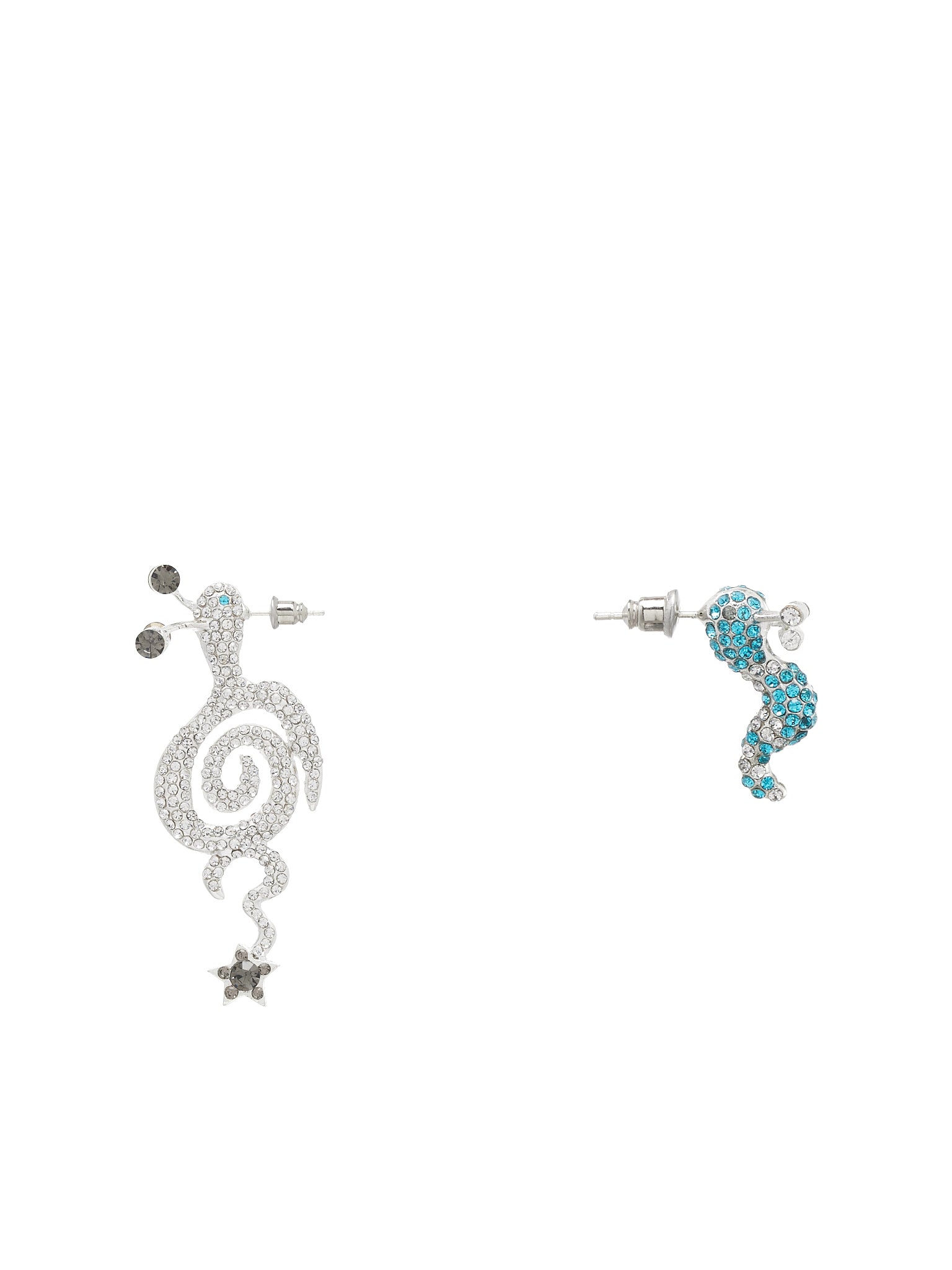 Rhinestone Tattoo Snail Earrings (XX1257-ICE)