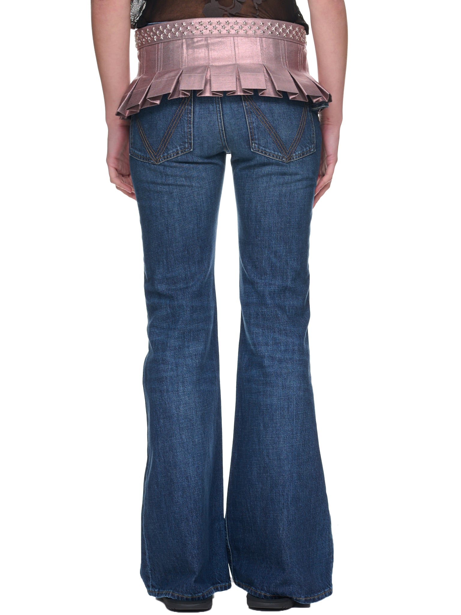 Metallic Denim Belt Skirt (XX1243-METALLIC-BLUSH)