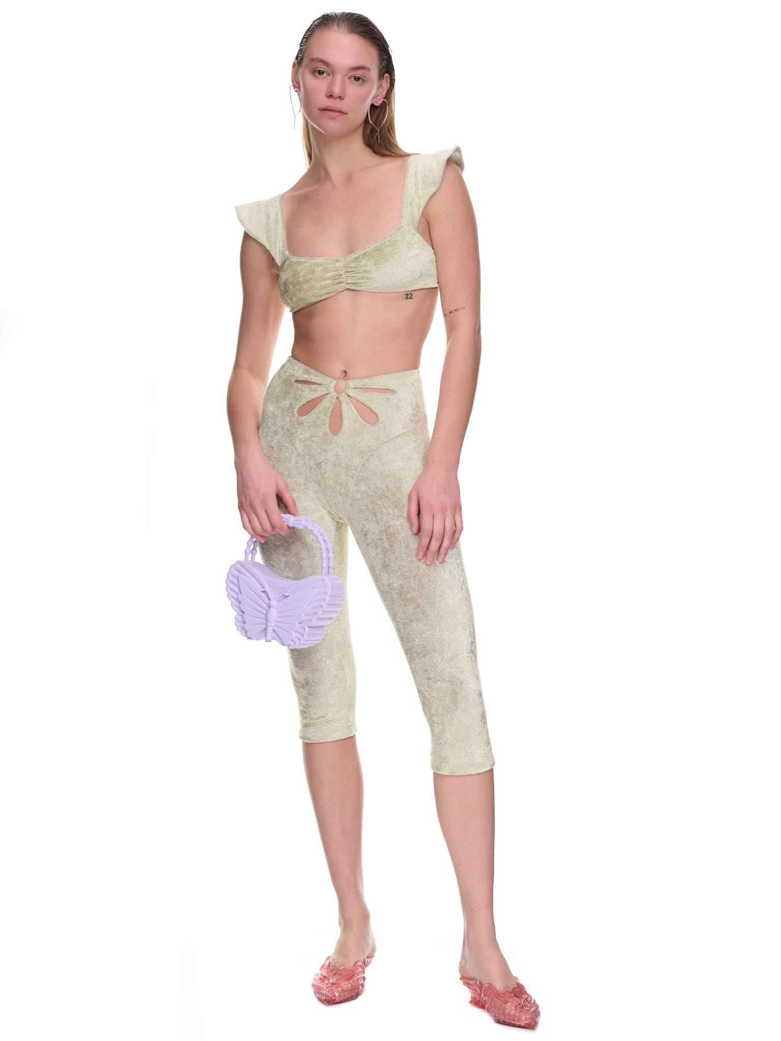 Flower Capri Pants (XX6404-LICHEN)